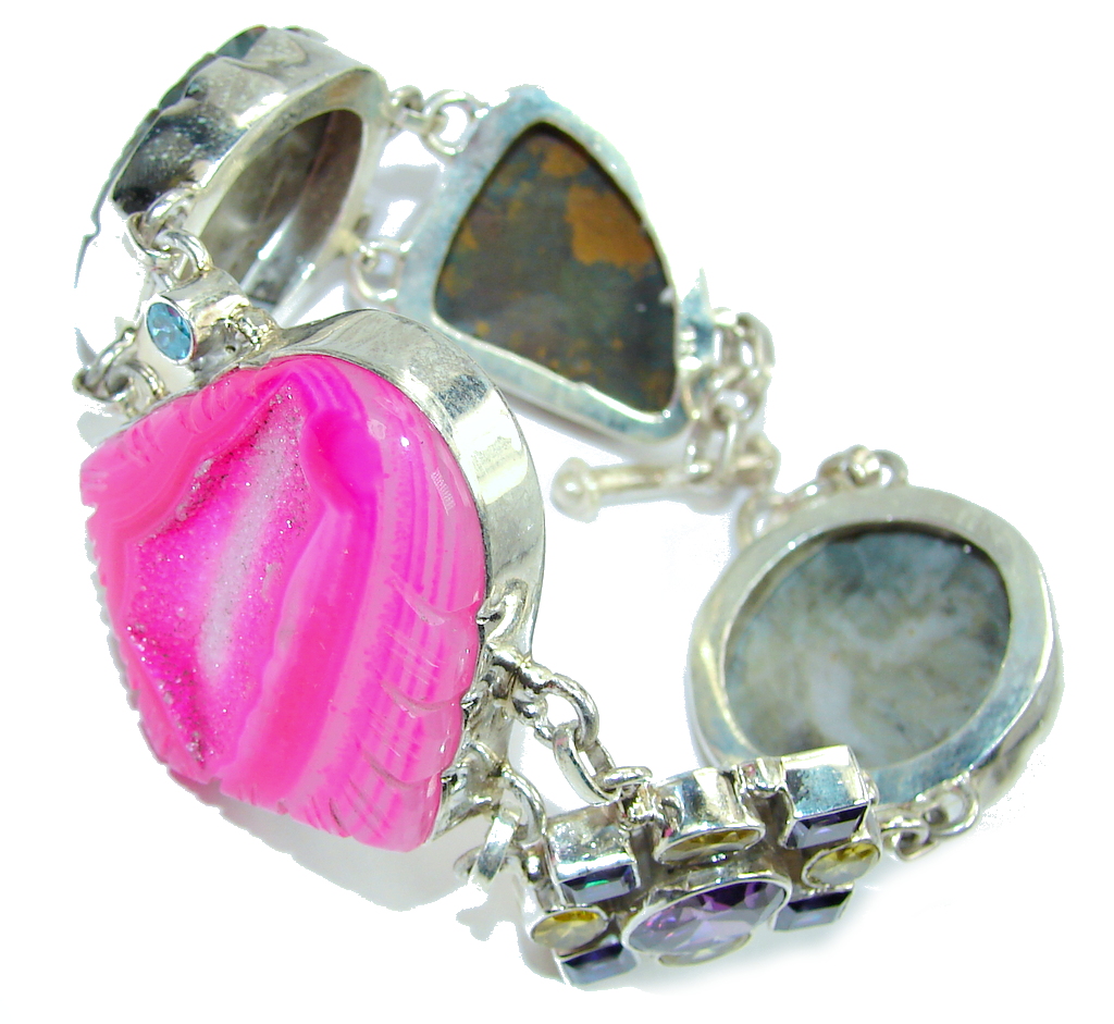 One of the kind Botswana Agate Sterling Silver Bracelet