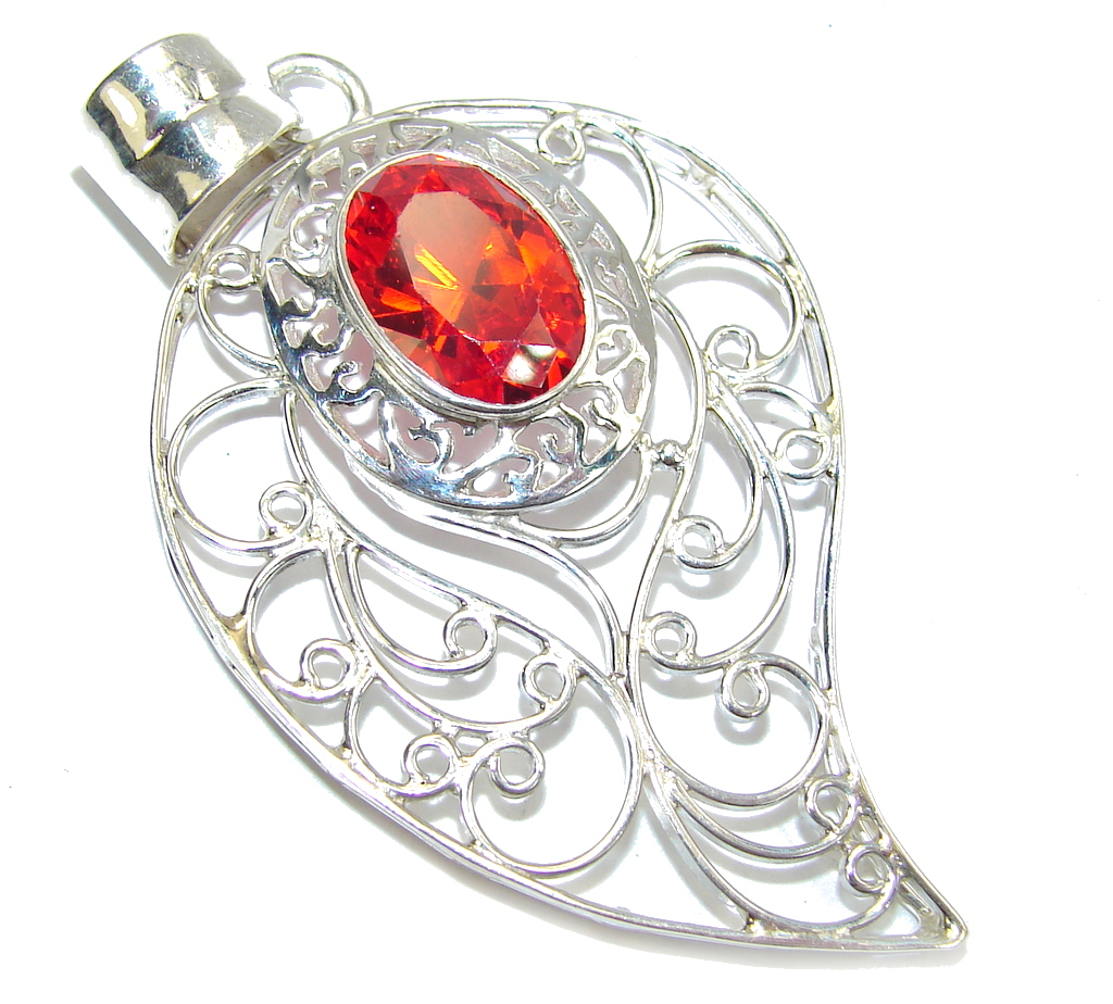 Amazing Red Garnet Quartz Sterling Silver Pendant