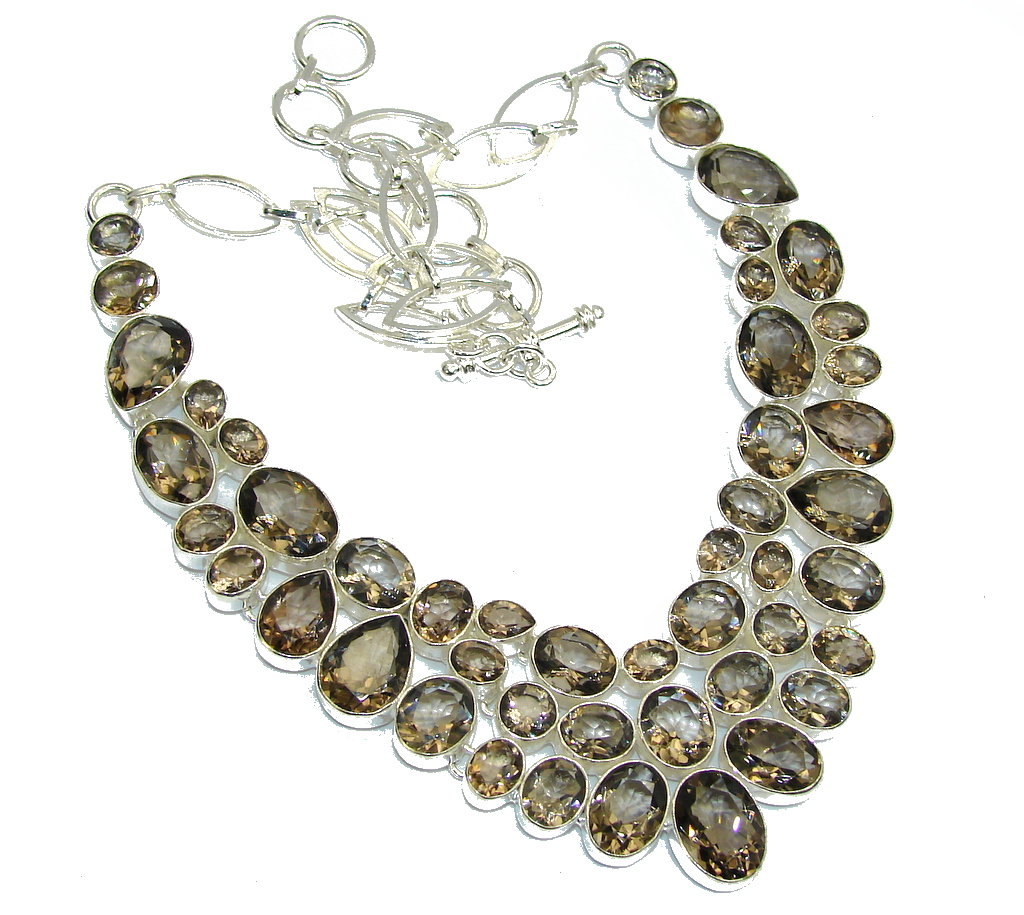 Beautiful Champagne Smoky Topaz Sterling Silver necklace