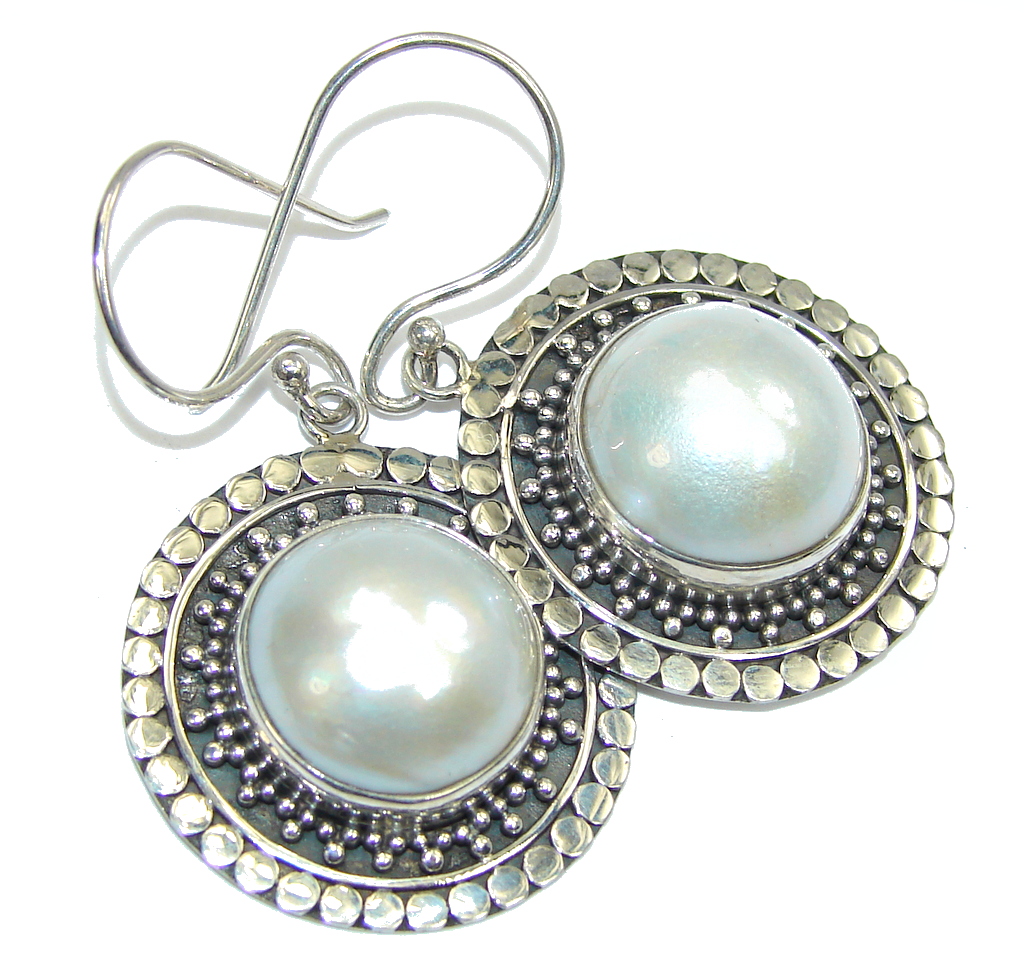 Big! Delicate Fresh Water Pearl Sterling Silver earrings