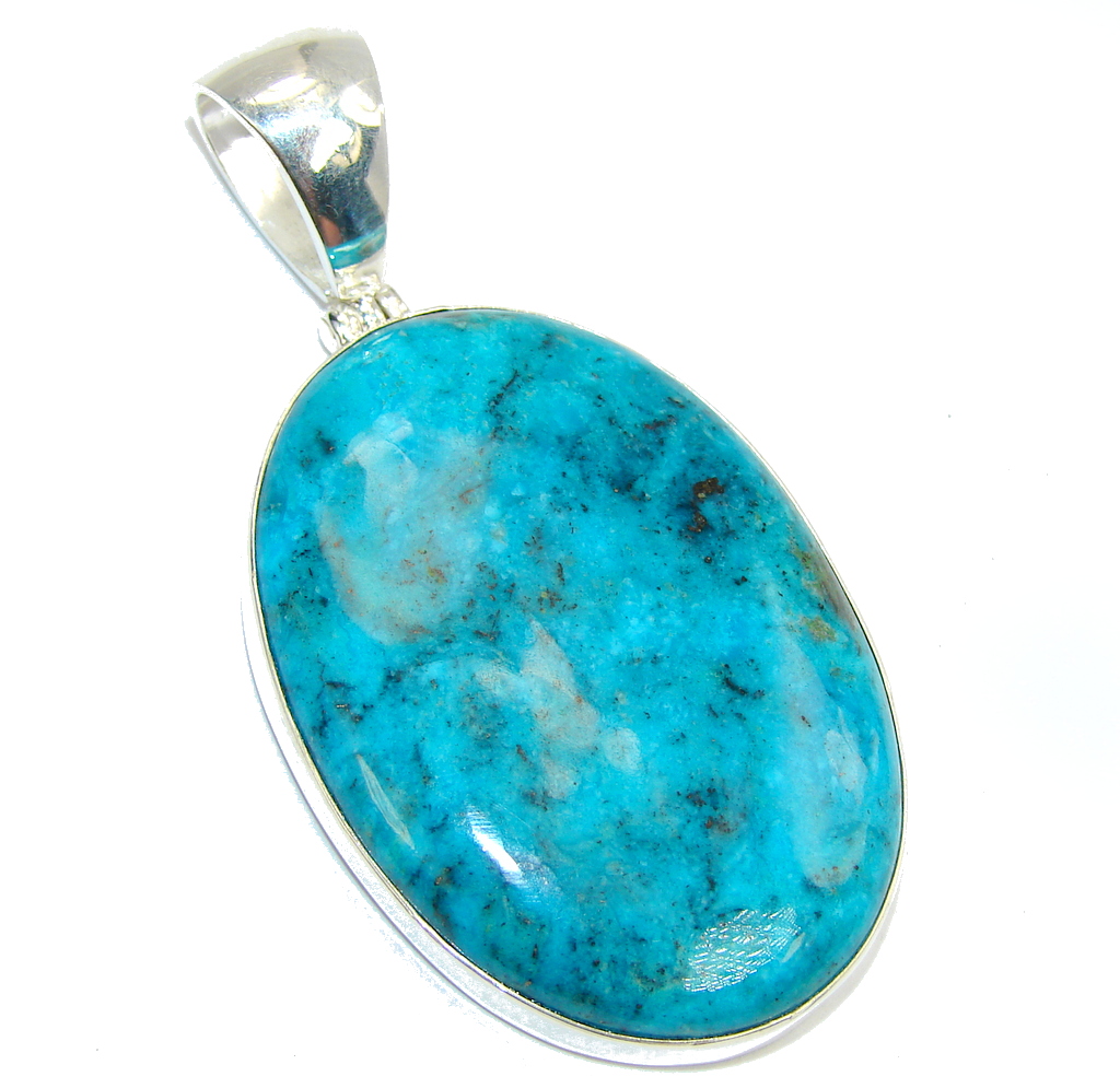 Amazing Blue Chrysocolla Sterling Silver Pendant