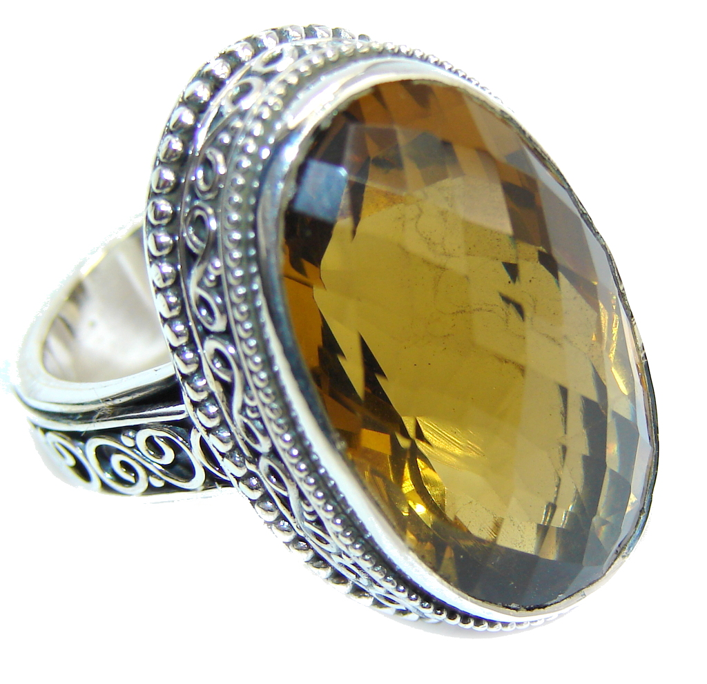 Big! Precious Created Citrine Sterling Silver Ring s. 7