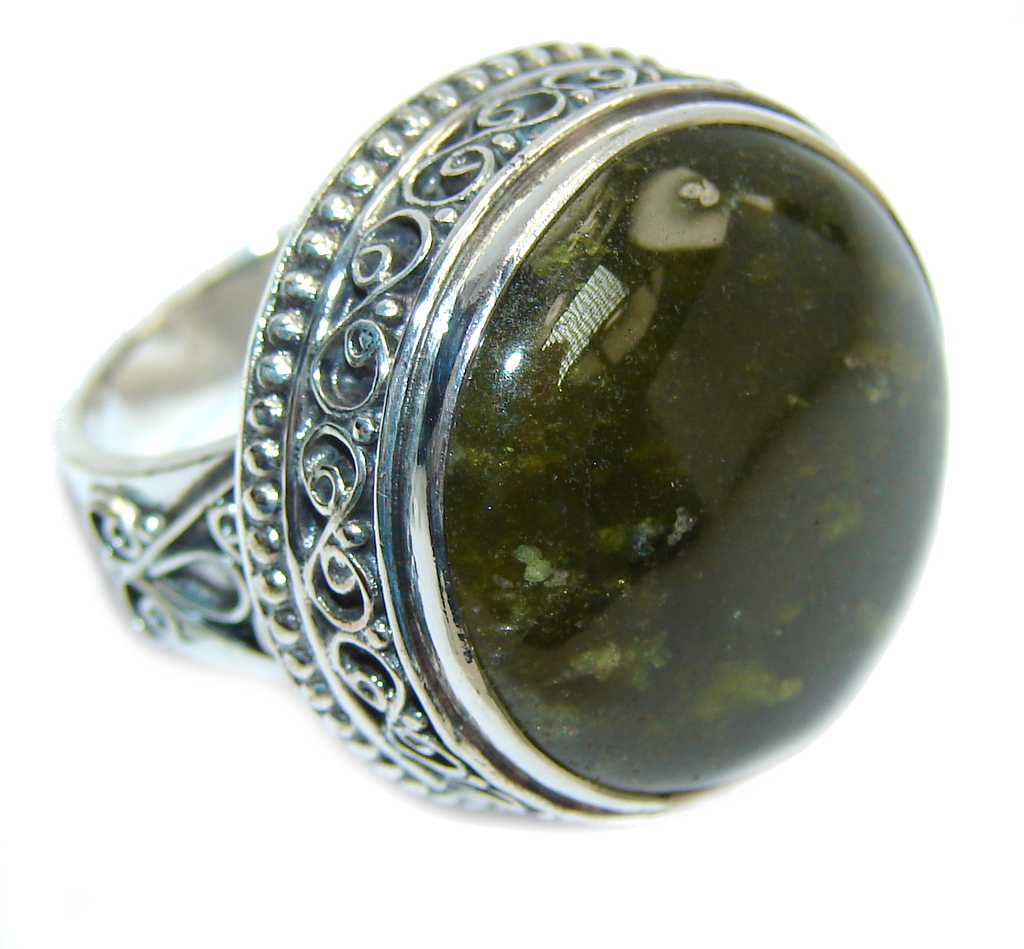 Big! Fabulous Green Fire Labradorite Sterling Silver ring s. 7 1/2