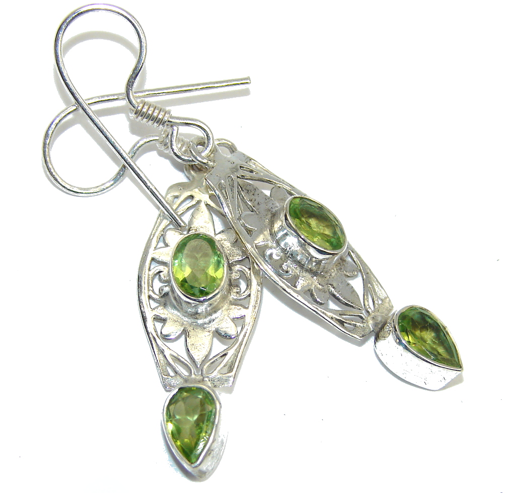 Excellent natural Peridot Sterling Silver Earrings