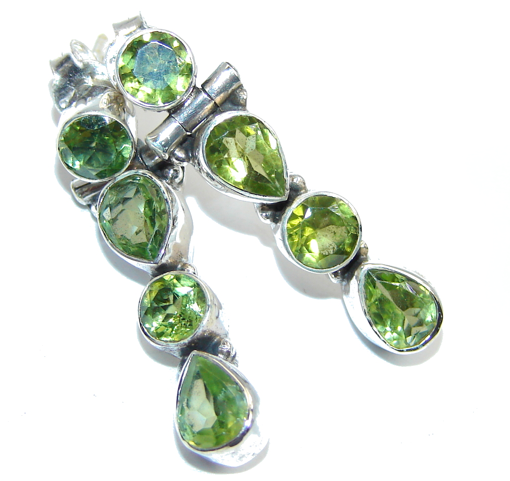 Excellent faceted Peridot Sterling Silver Earrings