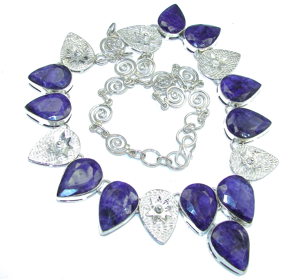 Fabulous Intense Blue Sapphire Sterling Silver necklace