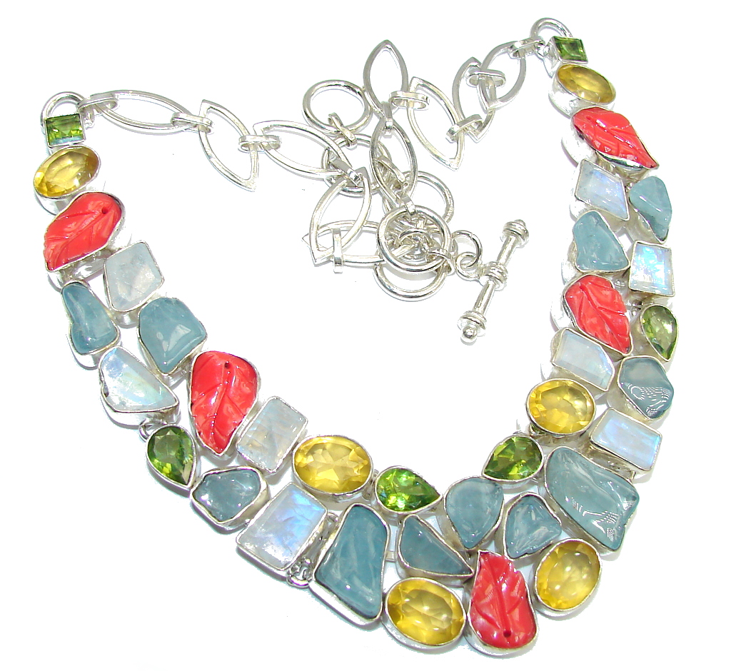Secret Beauty Blue Aquamarine Sterling Silver necklace