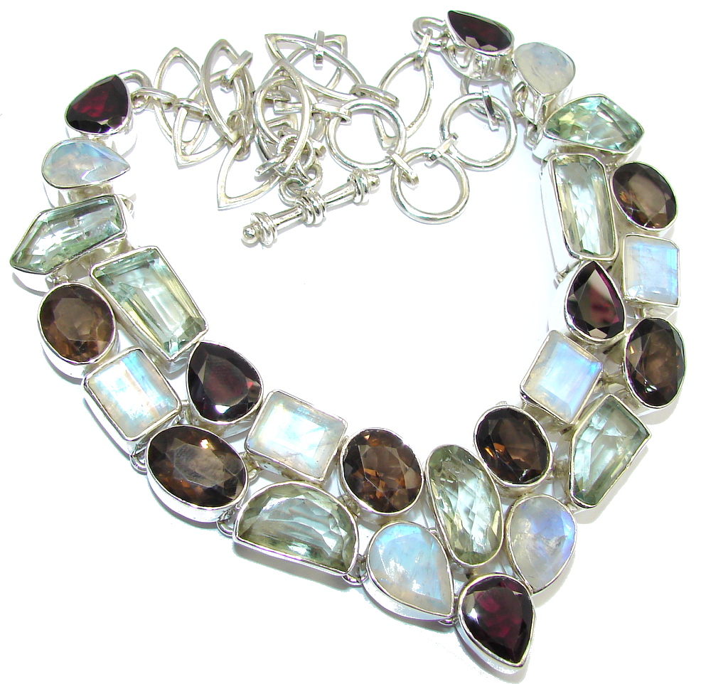 Island Beauty Green Amethyst Moonstone Sterling Silver necklace