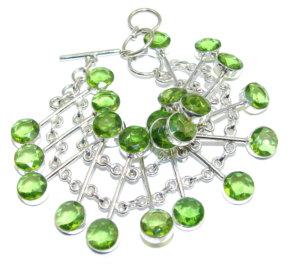 Fresh Island Created Green Peridot Sterling Silver Bracelet