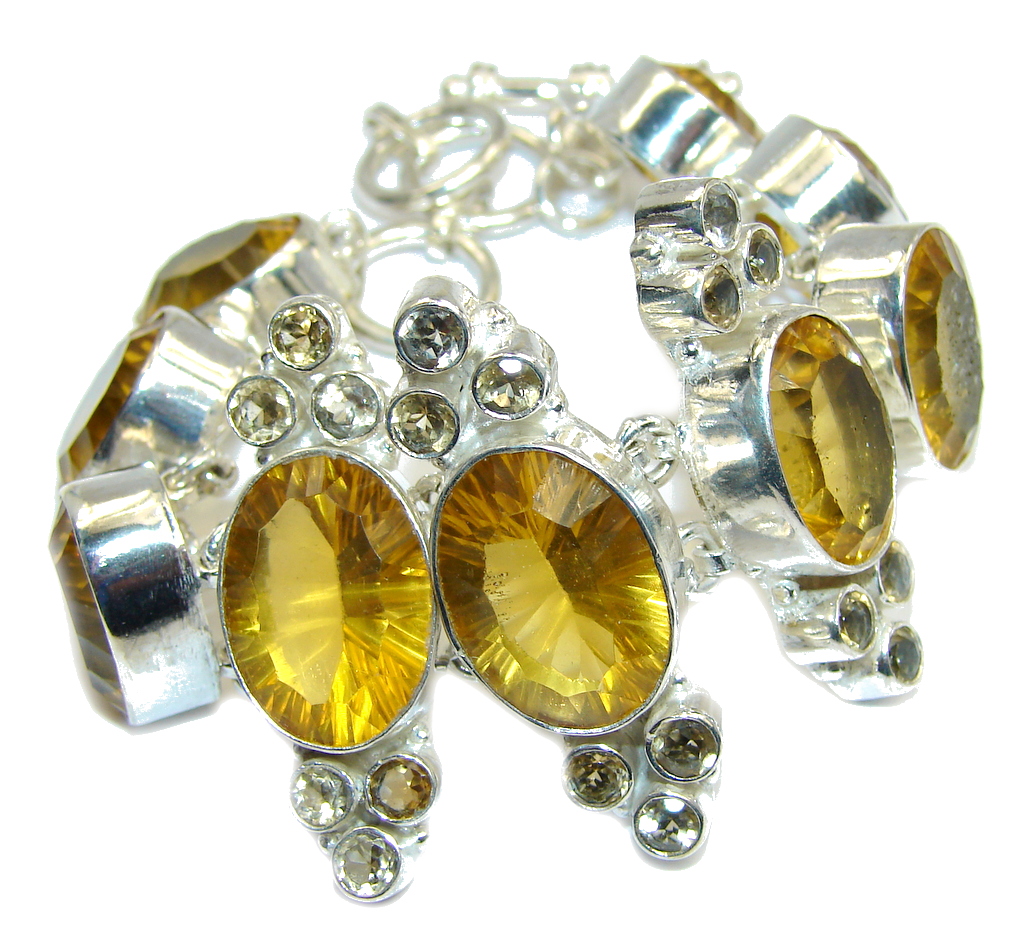 Summer Beauty Yellow Citrine Sterling Silver Bracelet