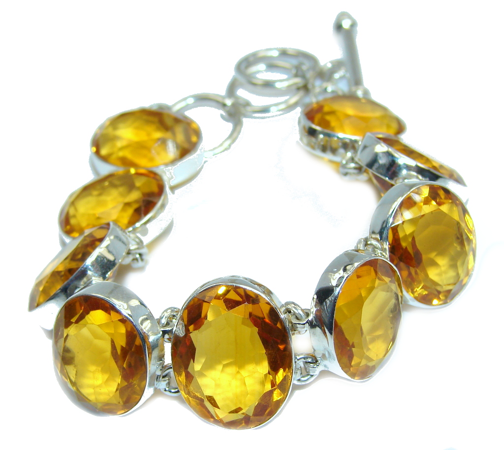 Amazing Created Golden Topaz Sterling Silver Bracelet