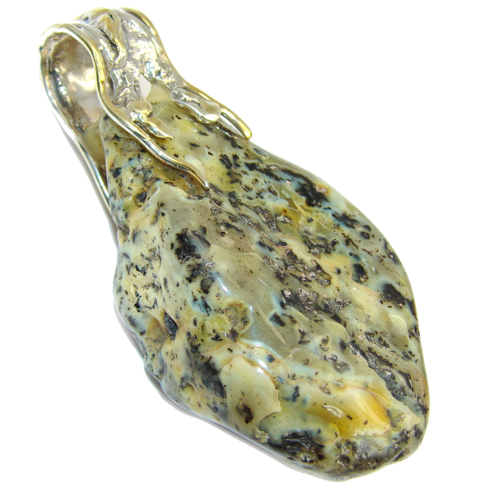 Big! Fashion AAA Baltic Polish Amber, Two Tones Sterling Silver Pendant