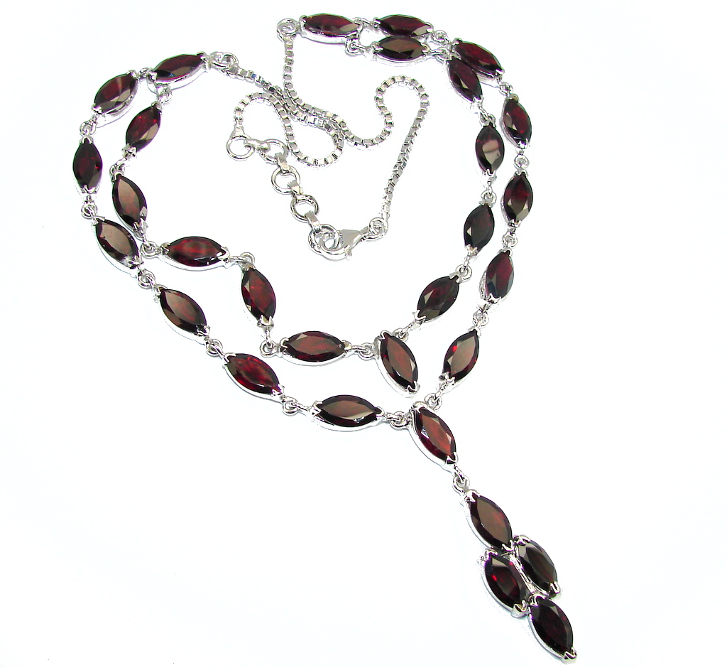 Celebrate Love AAA Red Garnet Sterling Silver handmade Necklace