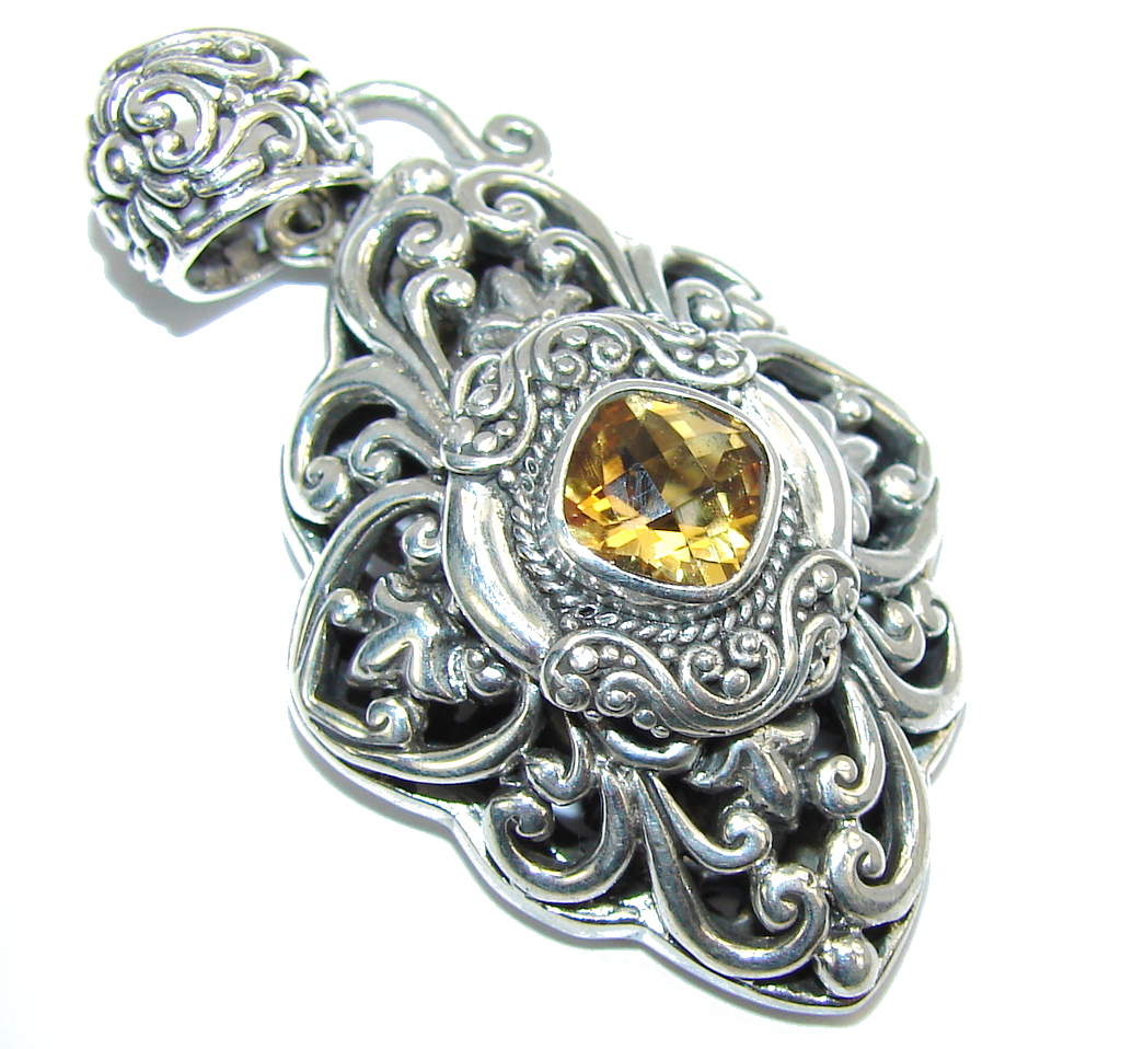Perfect AAA Yellow Citrine Sterling Silver pendant
