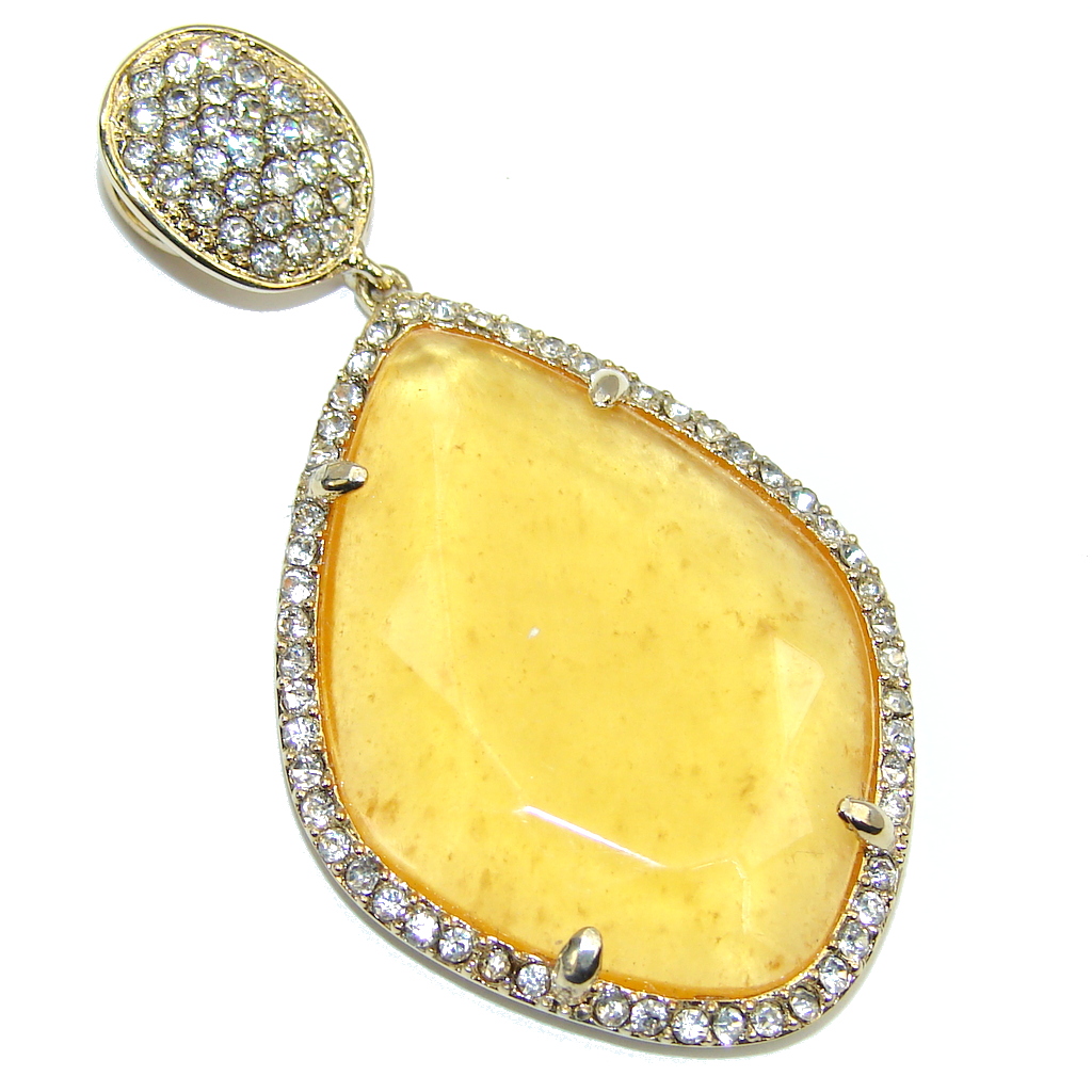 Genuine AAA Golden Calcite, Gold Plated Sterling Silver Pendant
