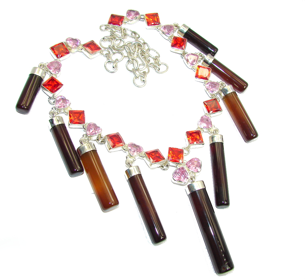 Dainty Daisy!! Brown Botswana Agate Sterling Silver necklace
