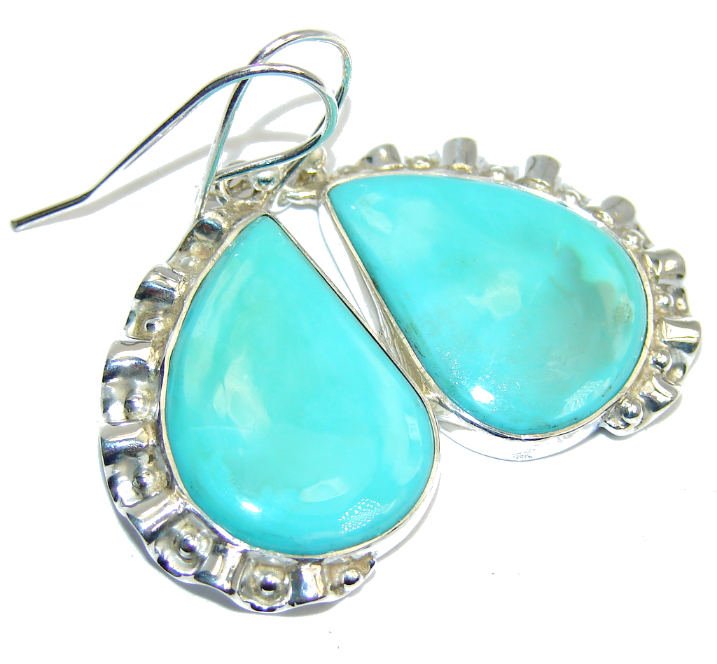 Delicate Green Turquoise Sterling Silver earrings