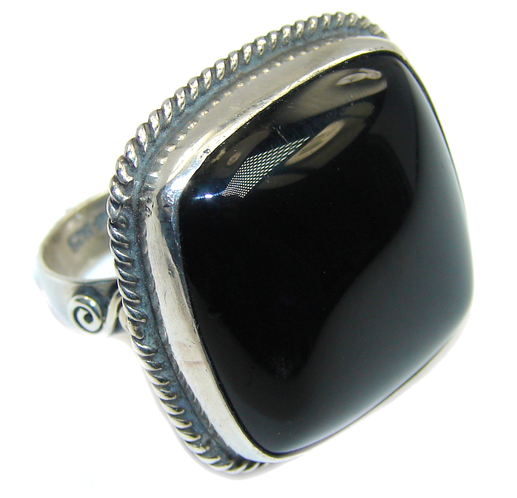 Amazing AAA Black Onyx Sterling Silver ring s. 5 1/4