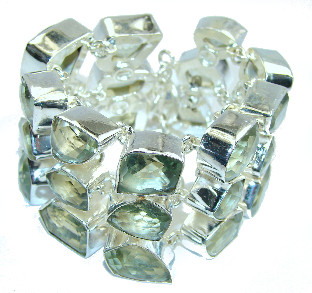 Big! Simple Beauty Created Green Amethyst Sterling Silver Bracelet