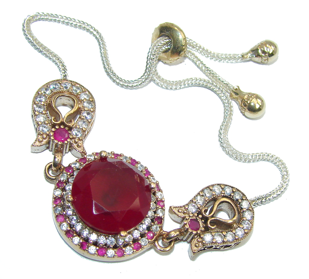 Victorian Style! created Red Ruby & White Topaz Sterling Silver Bracelet