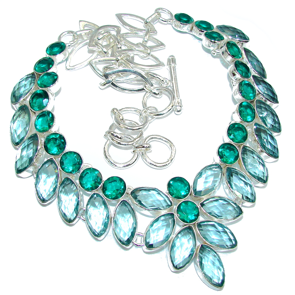 Island Beauty Created Green Amethyst & Created Emerald Sterling Silver necklace