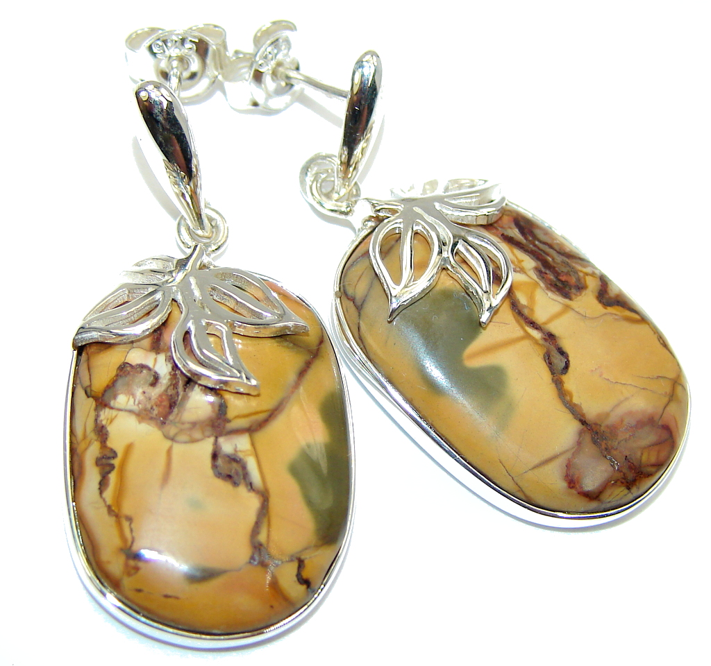 Beautiful! AAA Red Creek Jasper Sterling Silver Earrings