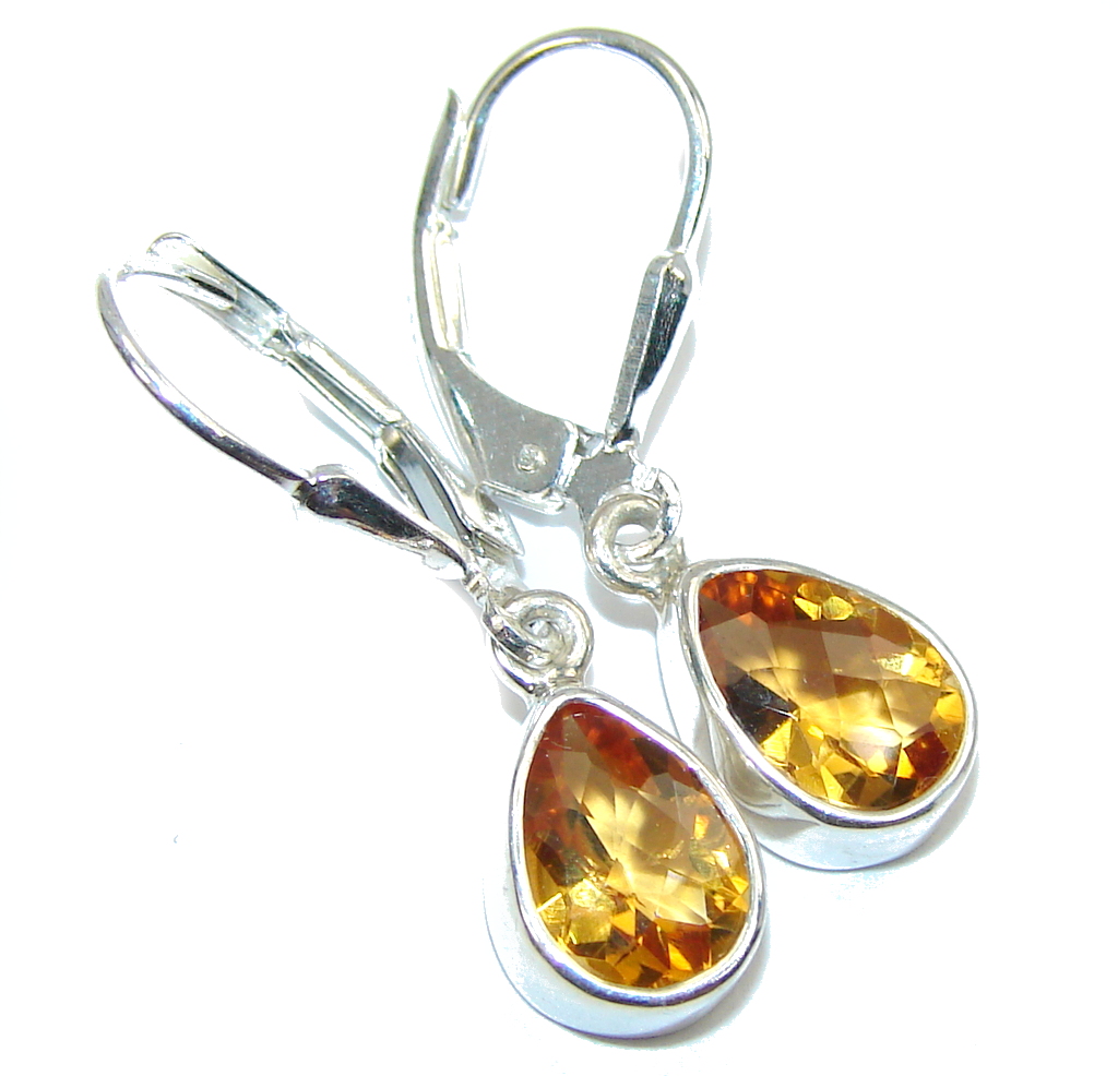 Petite AAA Yellow Citrine Sterling Silver Earrings