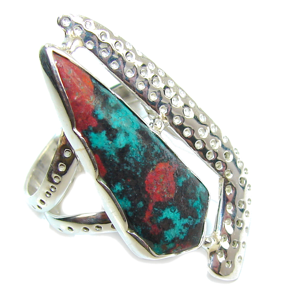 Amazing Red Sonora Jasper Sterling Silver Ring s. 7