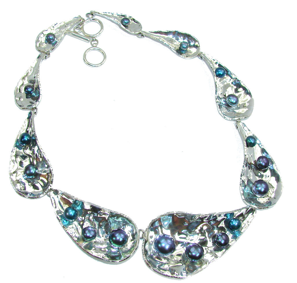 Big! Tropical Glow AAA Purple Blister Pearl Sterling Silver necklace