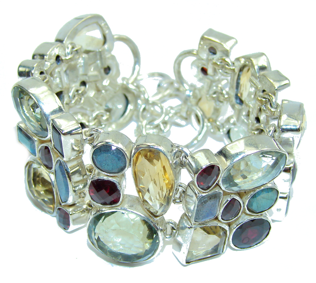 Stone Of Magic! AAA Red Garnet Sterling Silver Bracelet