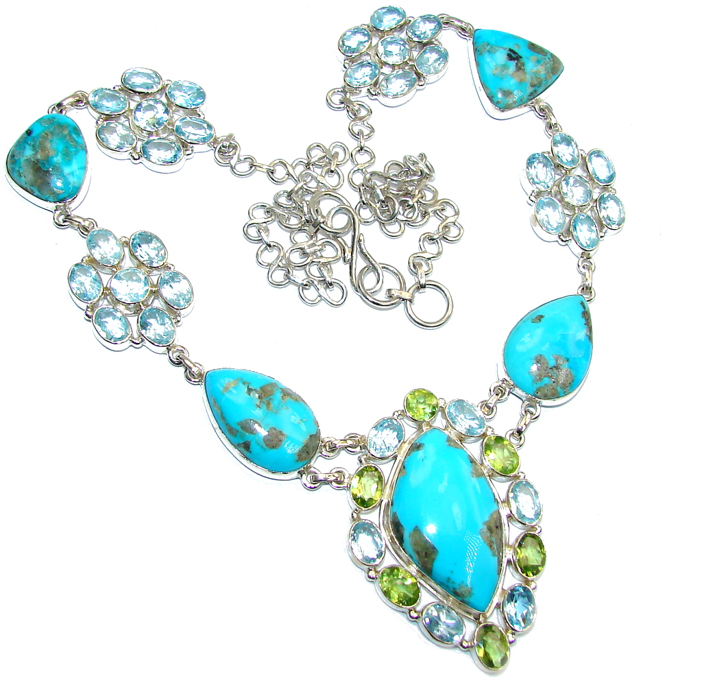 AAA Sleeping Beauty Turquoise Blue Topaz Sterling Silver necklace