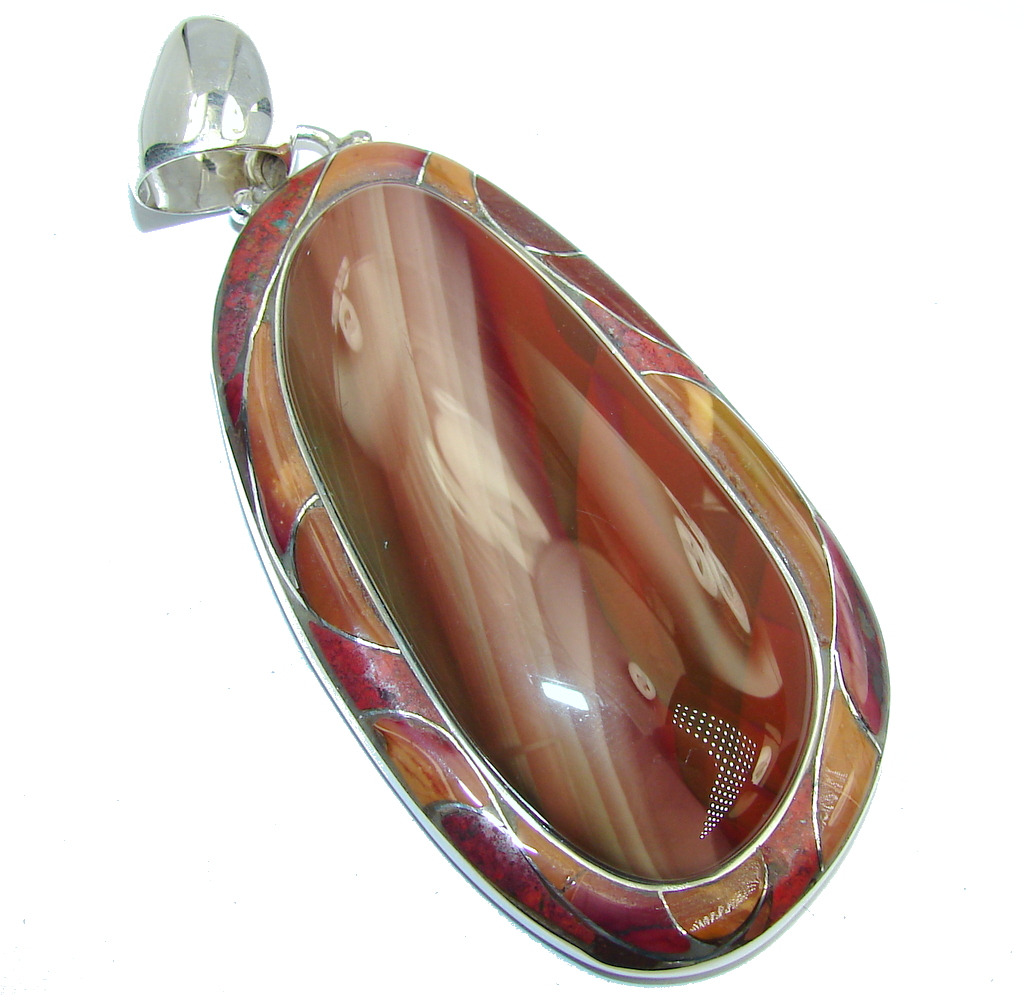 Big! Beautiful AAA Imperial Jasper Sterling Silver Pendant