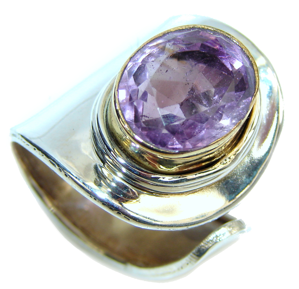 Amazing Style! Purple Amethyst Sterling Silver ring s. 8 - adjustable