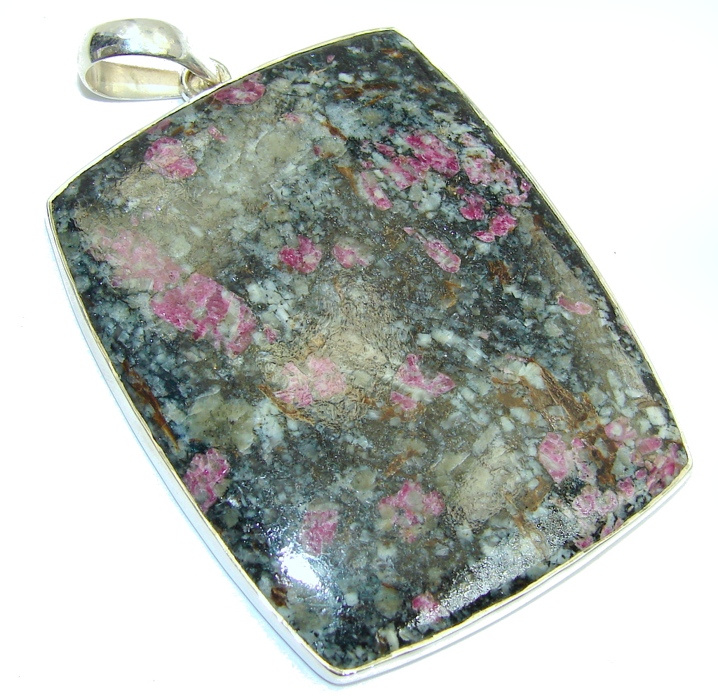 Big! Amazing Russian Eudialyte Sterling Silver Pendant