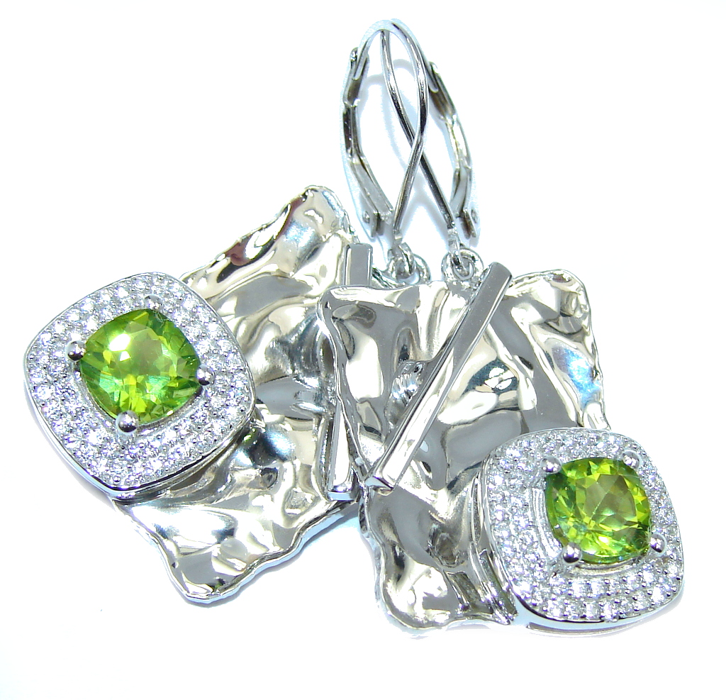 Beautiful Green Peridot & White Topaz Sterling Silver earrings