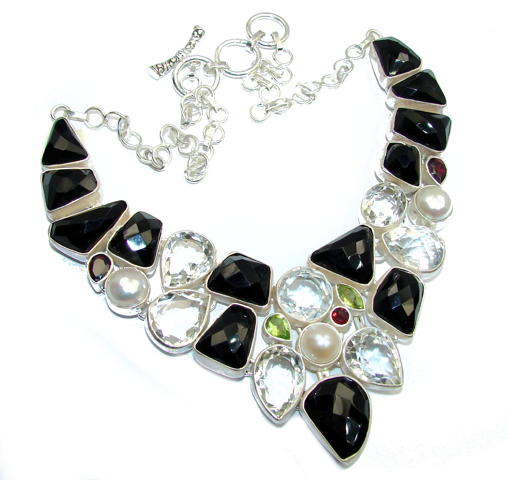Black Whisper Black Onyx & White Topaz Sterling Silver necklace