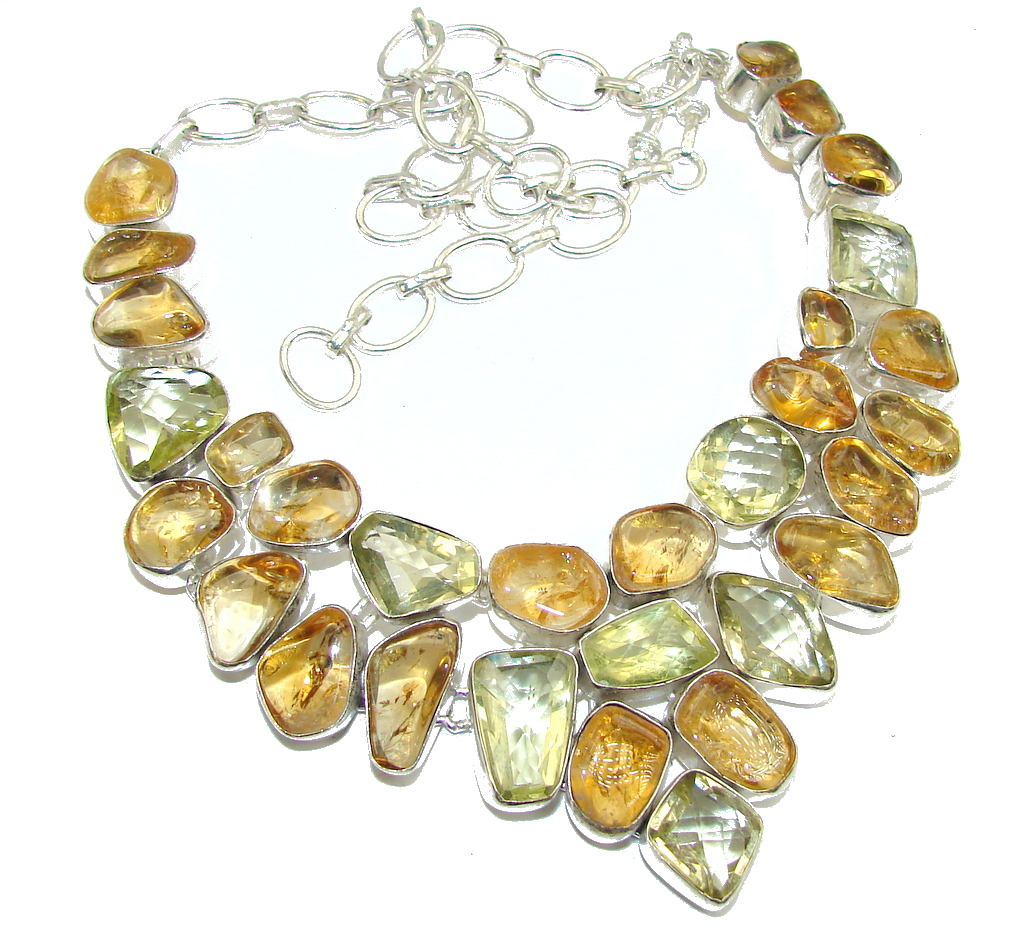 Summer Beauty AAA Yellow Citrine Sterling Silver Necklace