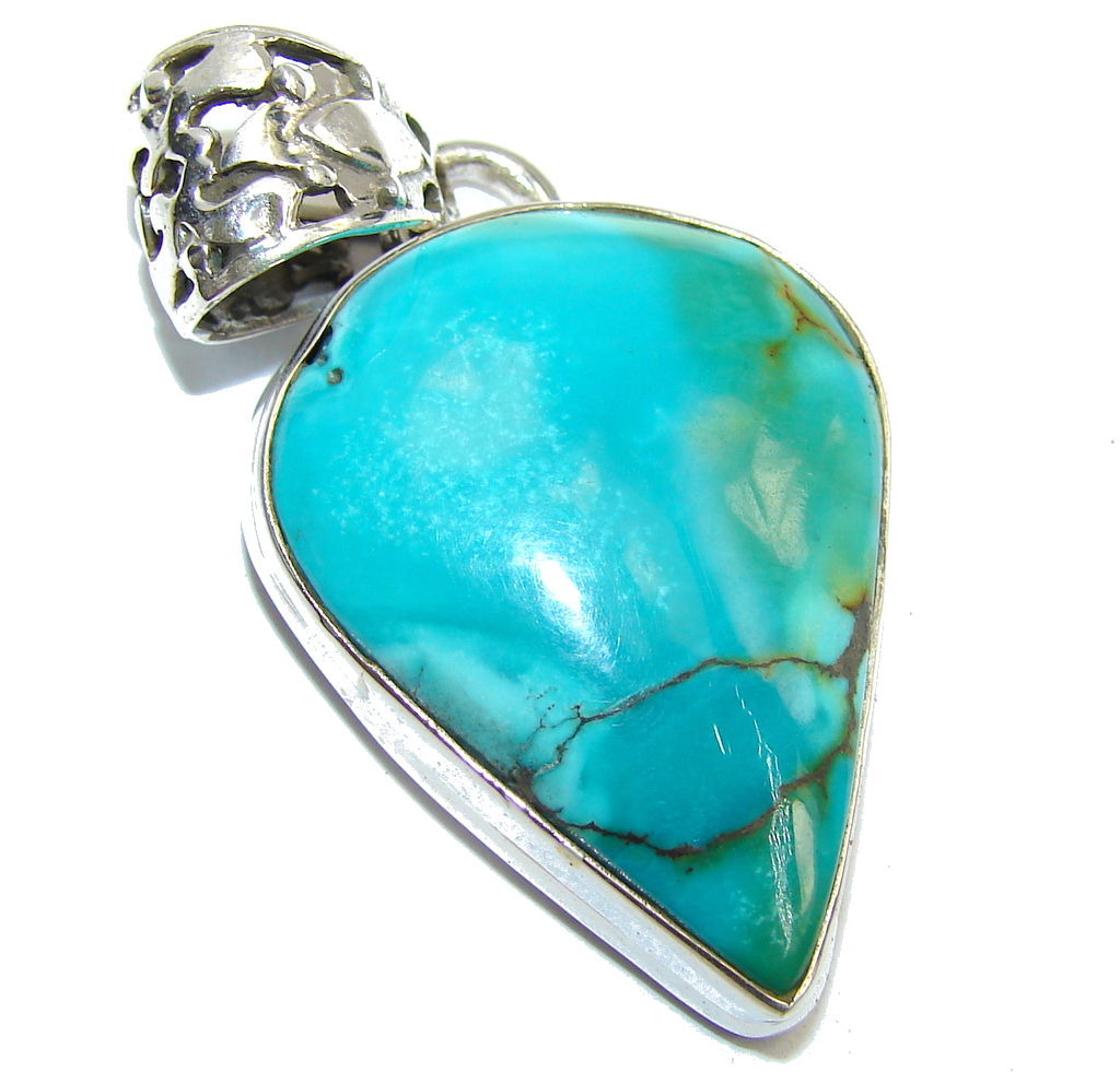 Blue Turquoise Southwestern Sterling Silver Pendant