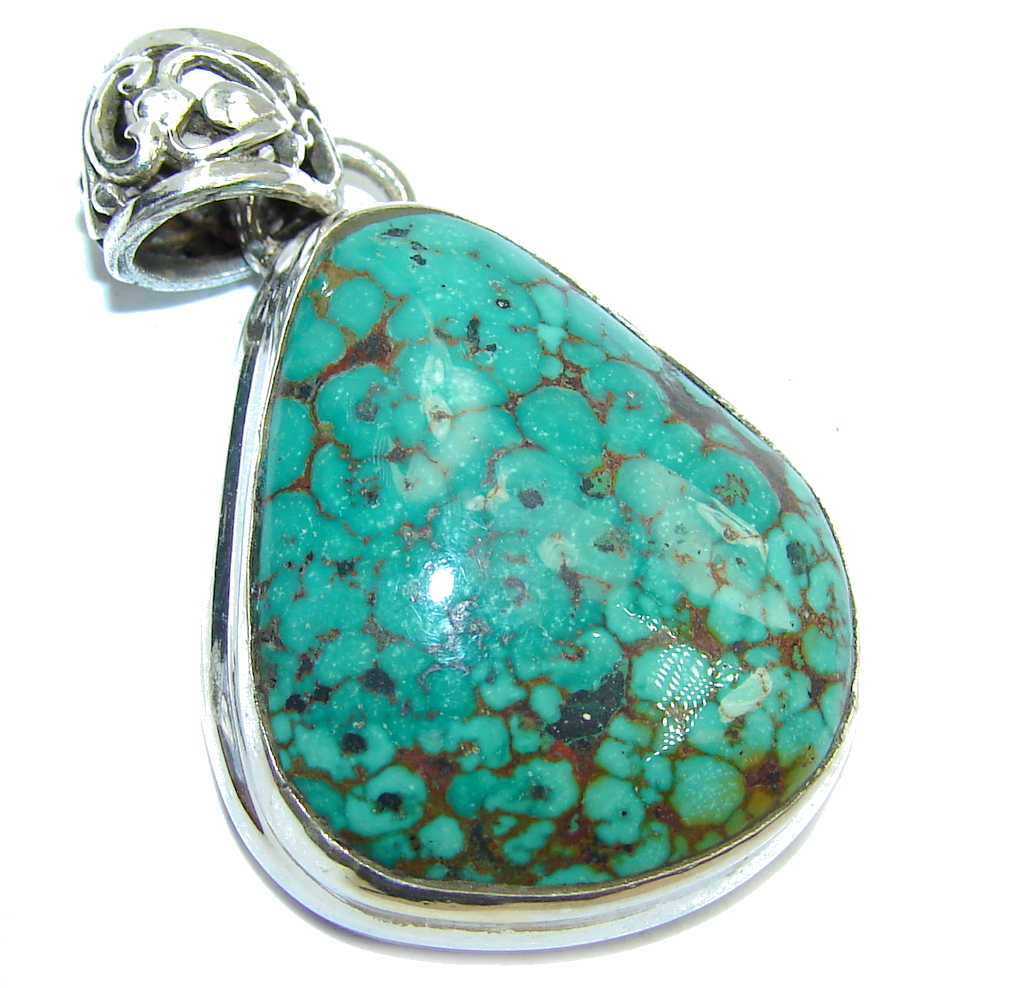 Apache Green Turquoise Sterling Silver Pendant