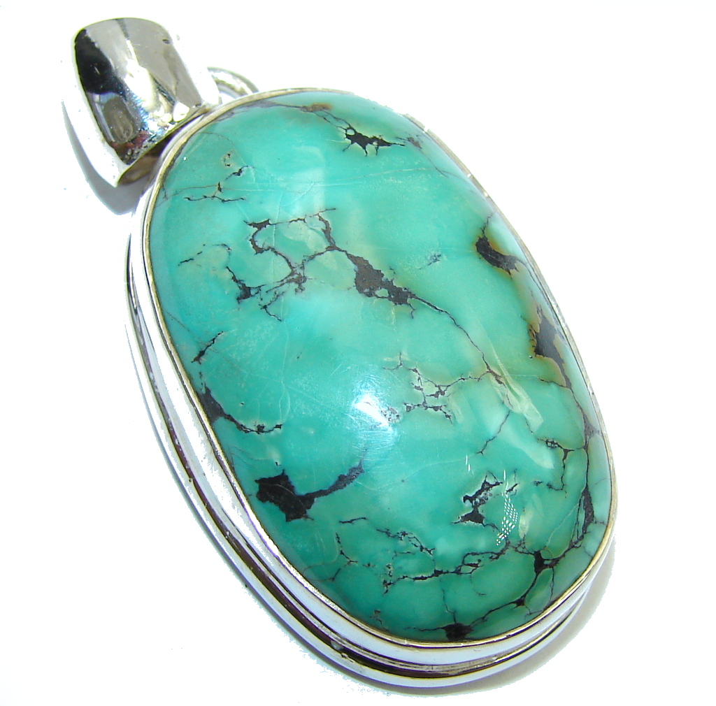 Kokopelli Green Turquoise Sterling Silver Pendant