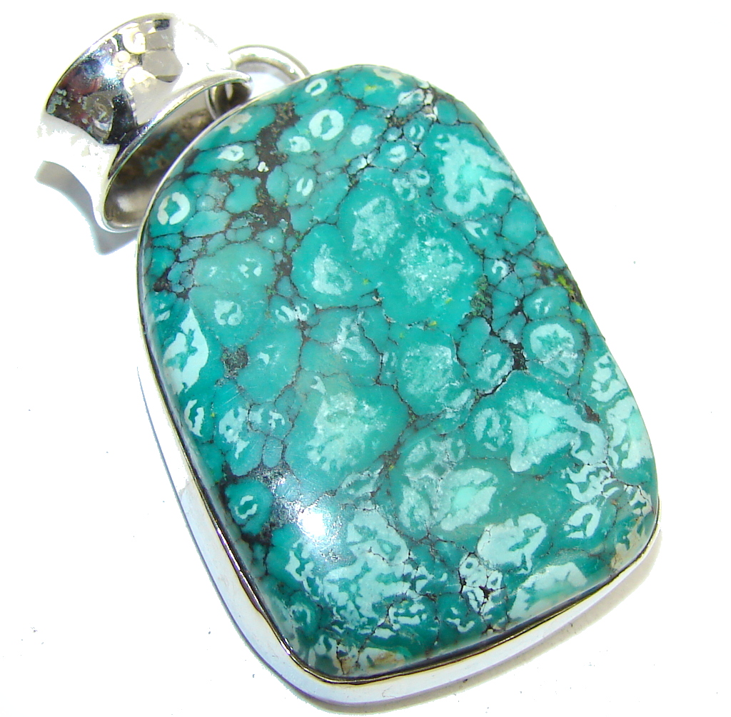 Authentic Blue Turquoise Sterling Silver Pendant