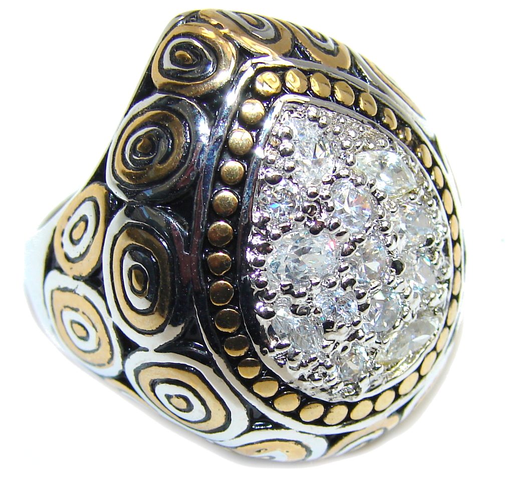 Big! Beautiful White Topaz Sterling Silver ring s. 8 1/4