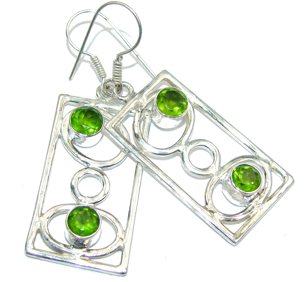 Amazing Created Peridot Sterling Silver Earrings