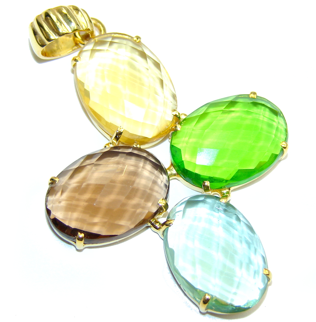 Amazing Multicolored Quartz Gold plated over Sterling Silver Pendant