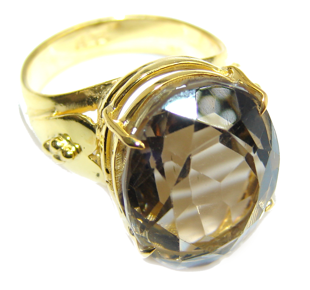 Amazing Genuine Citrine Gold Plated Sterling Silver ring s. 7