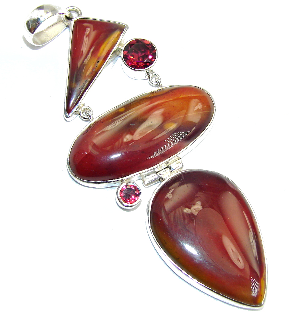 Large! Natural Australian Mookaite Sterling Silver Pendant