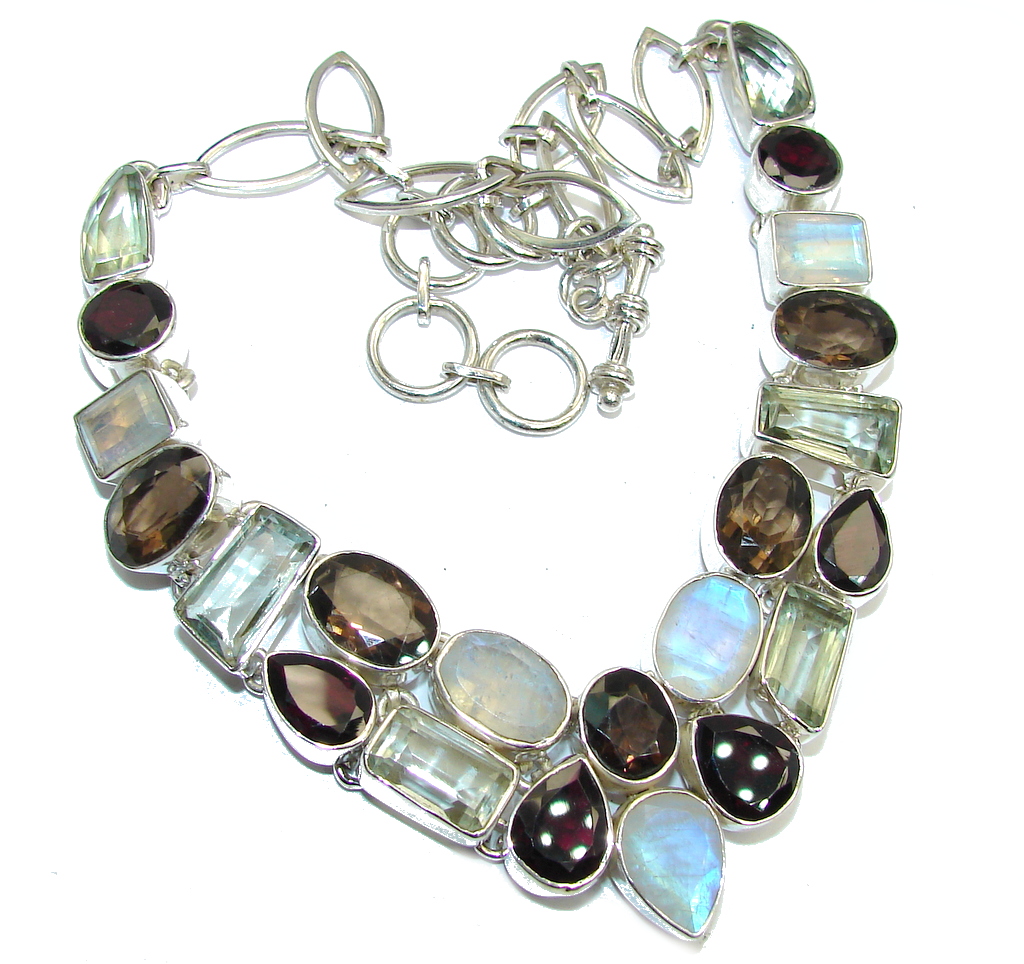 Beautiful Smoky Topaz Moonstone Sterling Silver necklace