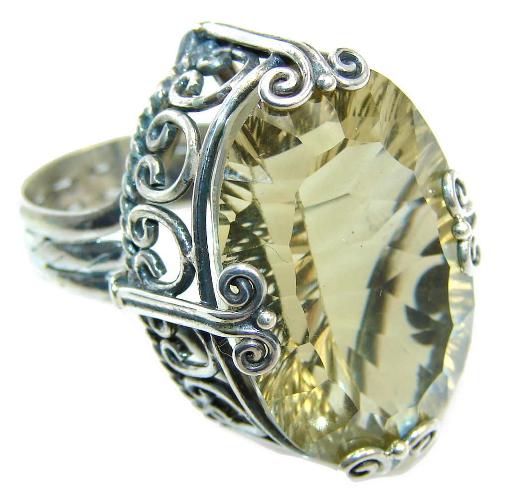 Big! Golden Galaxy Topaz Sterling Silver Ring s. 6 3/4