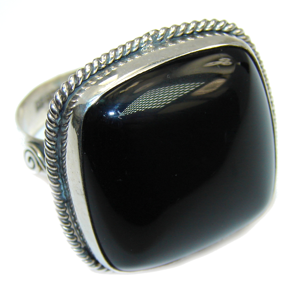 Amazing AAA Black Onyx Sterling Silver ring s. 9 1/2