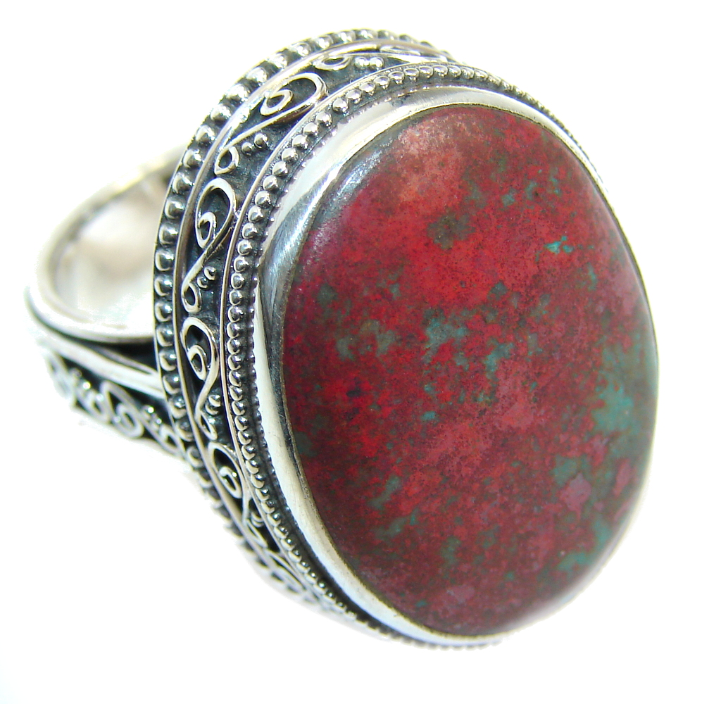 Big Perfect Red Sonora Jasper Sterling Silver Ring s. 8
